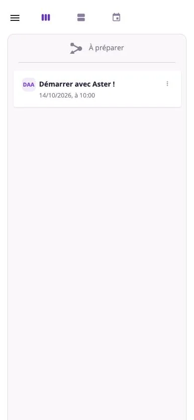 Aster sur mobile : le tableau des réunions