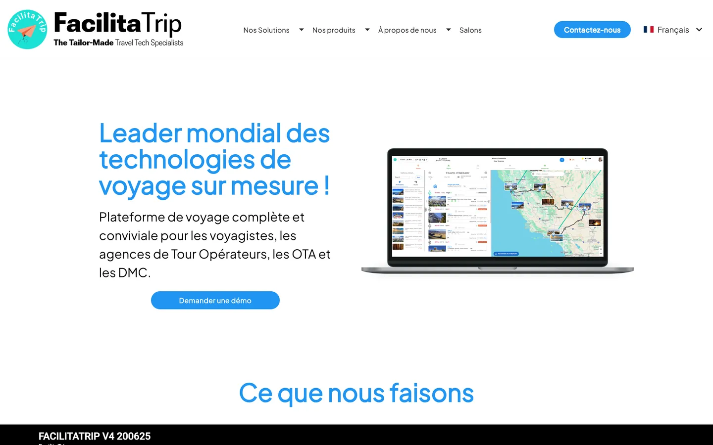 Page d’accueil du site de Facilitatrip