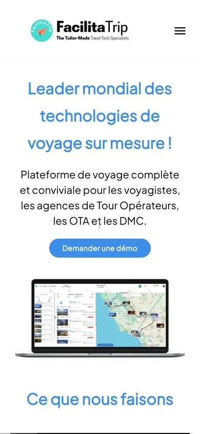 Le site de Facilitatrip sur mobile