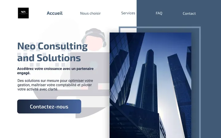 Maquette Figma de l’accueil de Neo Consulting