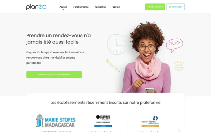 Accueil de Planéo, prise de rendez-vous en ligne